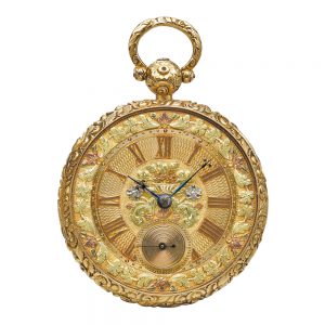 English 18 carat gold open faced pocket watch Circa 1885