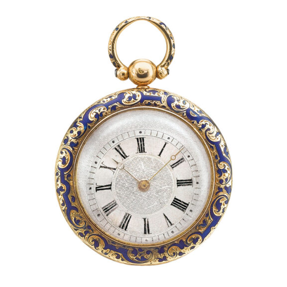 French gold and enamel open faced cylinder Circa 1850
