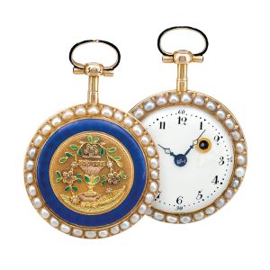 French gold, enamel and pearl set verge watch Circa 1790
