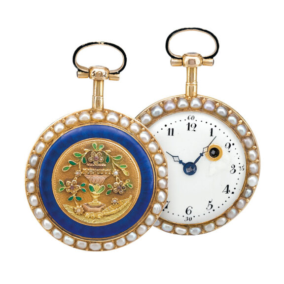 French gold, enamel and pearl set verge watch Circa 1790
