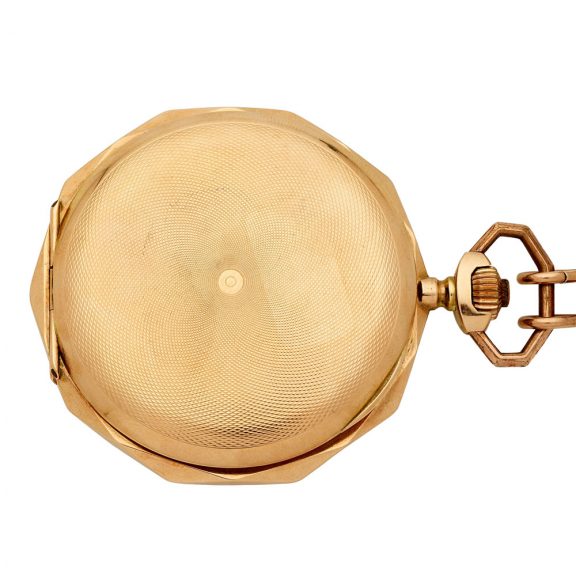 Swiss 14K gold hunting cased keyless lever watch Circa 1900 Swiss 14K gold hunting cased keyless lever watch Circa 1900