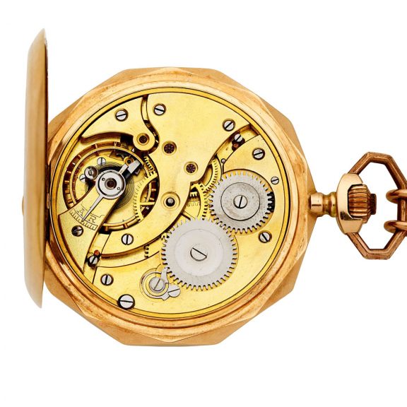Swiss 14K gold hunting cased keyless lever watch Circa 1900 Swiss 14K gold hunting cased keyless lever watch Circa 1900