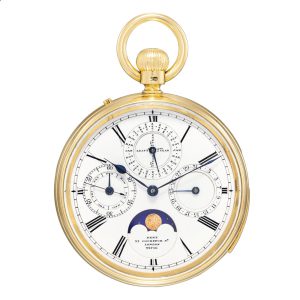 Fine English 18 carat gold complicated lever watch Circa 1890
