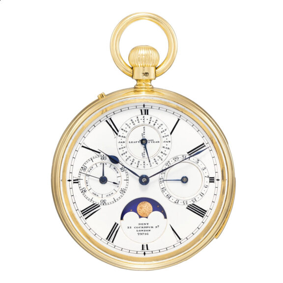 Fine English 18 carat gold complicated lever watch Circa 1890