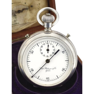 Swiss silver open faced inking chronograph pocket watch Circa 1879
