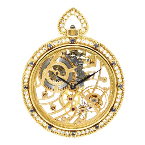 Swiss gold, diamond- and sapphire-set dress watch Circa 1980