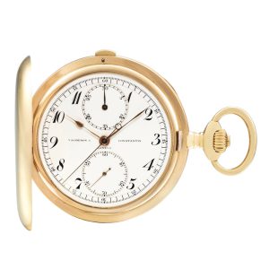 Swiss gold single-button chronograph with vertical registers Circa 1930