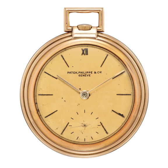 Swiss 18K rose gold open faced lever pocket watch Circa 1939
