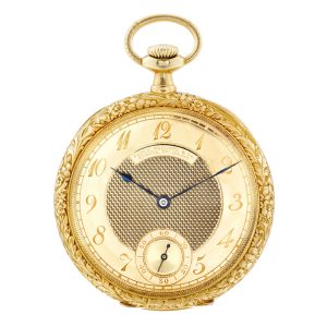 Highly unusual Swiss gold open faced lever watch Circa 1908