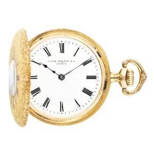 Swiss 18K gold half hunting cased lever watch Circa 1887
