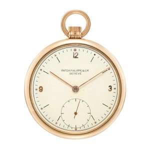 Swiss 18K rose gold open faced lever pocket watch Circa 1946