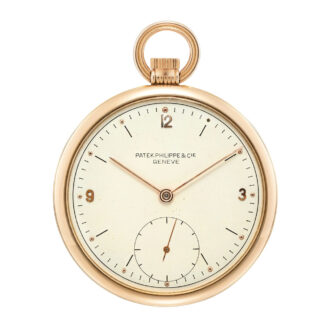 Swiss 18K rose gold open faced lever pocket watch Circa 1946