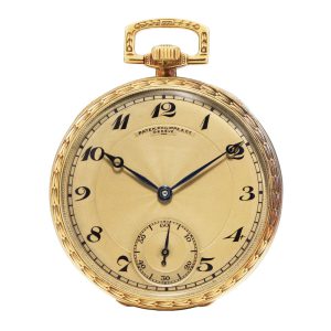 Swiss 18K gold open faced lever pocket watch Circa 1921