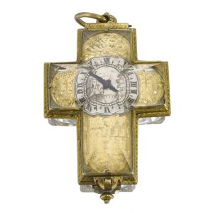 Swiss gilt-metal and rock crystal crucifix-form watch Circa 1630