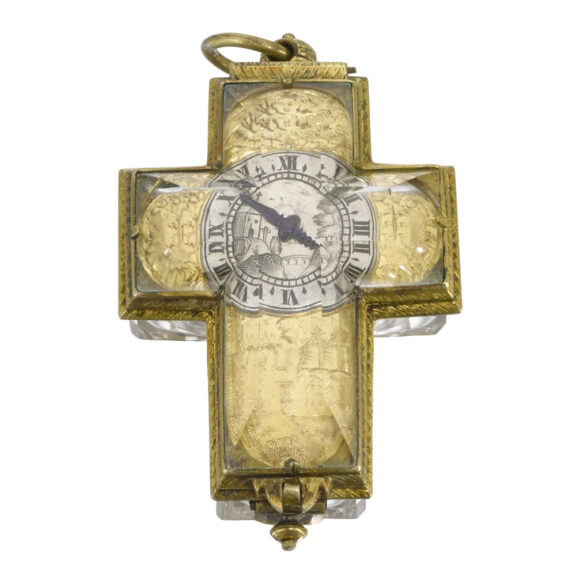 Swiss gilt-metal and rock crystal crucifix-form watch Circa 1630
