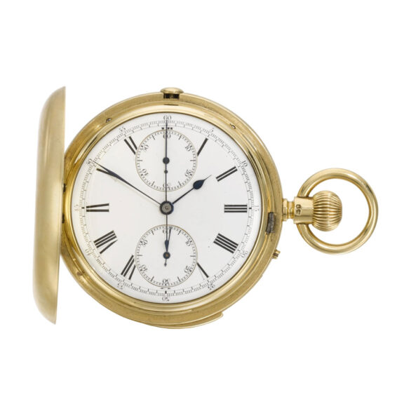 English gold hunting cased repeating lever chronograph Circa 1885