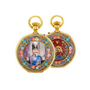 Two rare Swiss 18K gold and enamel presentation watches Circa 1890
