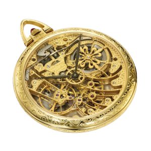 Swiss 18K gold open faced skeletonized lever watch Circa 1985
