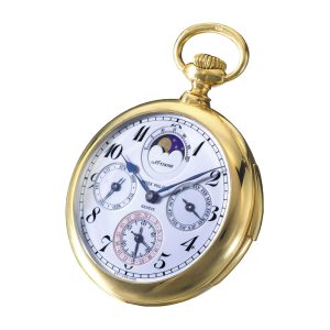 Swiss 18K gold open faced complicated lever watch Circa 1917