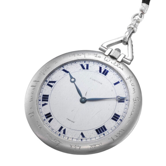 French platinum and sapphire-set open faced lever watch Circa 1925