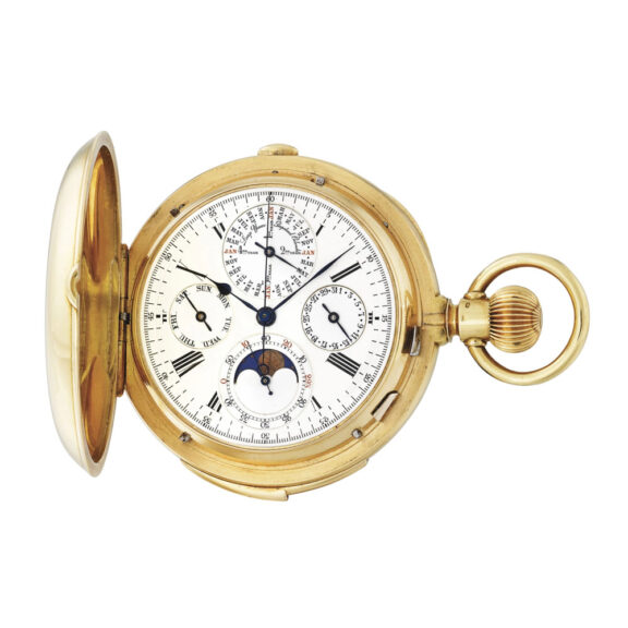 Swiss 18K gold hunting cased comlicated lever watch Circa 1880