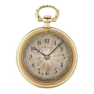 French 18K gold, enamel and diamond-set lever watch Circa 1918