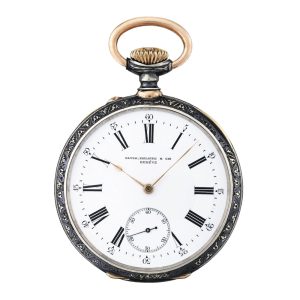 Swiss silver and niëllo open faced lever pocket watch Circa 1894