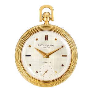 Swiss 18K gold open faced lever pocket watch Circa 1958