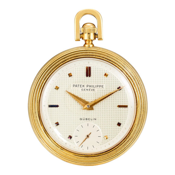 Swiss 18K gold open faced lever pocket watch Circa 1958