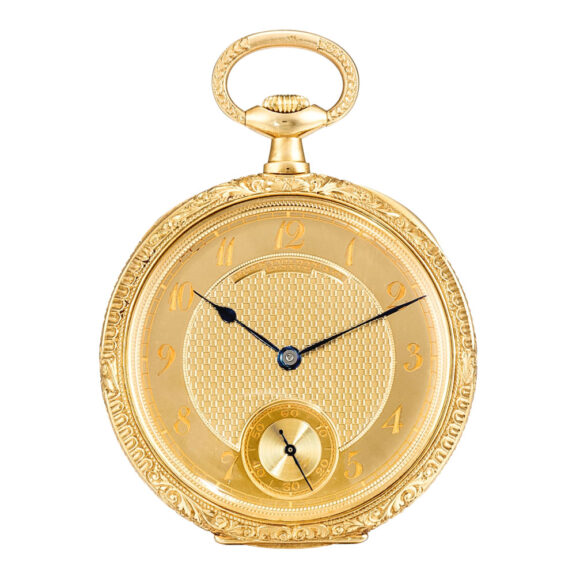 Fine Swiss 18K gold open faced lever pocket watch Circa 1907