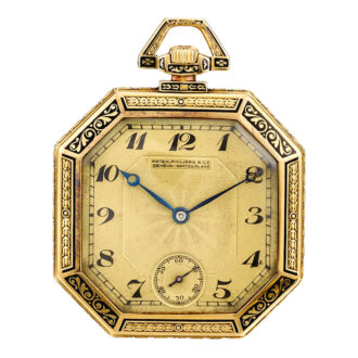 Swiss gold and enamel octagonal Art Deco watch Circa 1921