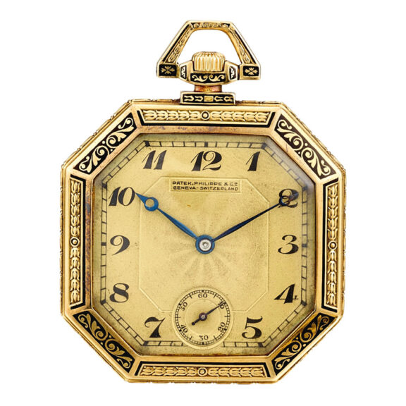 Swiss gold and enamel octagonal Art Deco watch Circa 1921