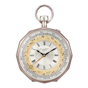 Swiss silver open faced lever watch with calendar Circa 1980