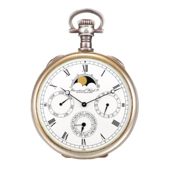 Swiss silver lever with perpetual calendar and moon phases Circa 1980