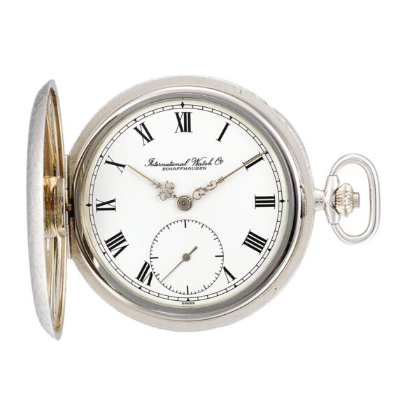 Swiss 18K white gold hunting cased lever watch Circa 1980