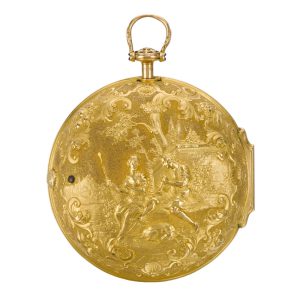 English 20K gold pair cased repoussé verge watch Circa 1729
