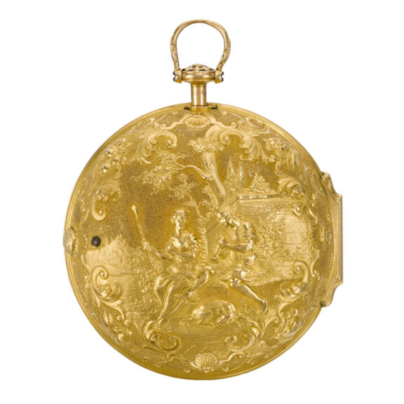 English 20K gold pair cased repoussé verge watch Circa 1729