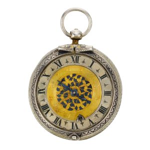 Swiss silver open faced verge watch with alarm Circa 1660