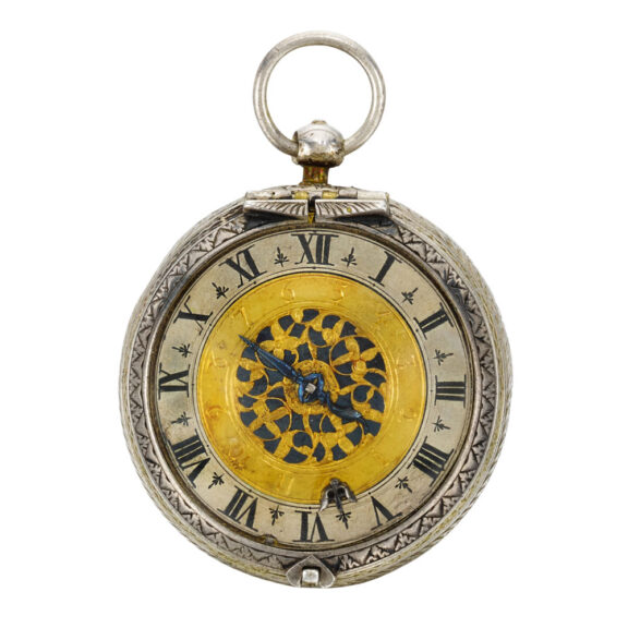 Swiss silver open faced verge watch with alarm Circa 1660