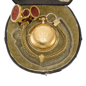 English 18K gold pair cased verge watch Circa 1750 and 1816