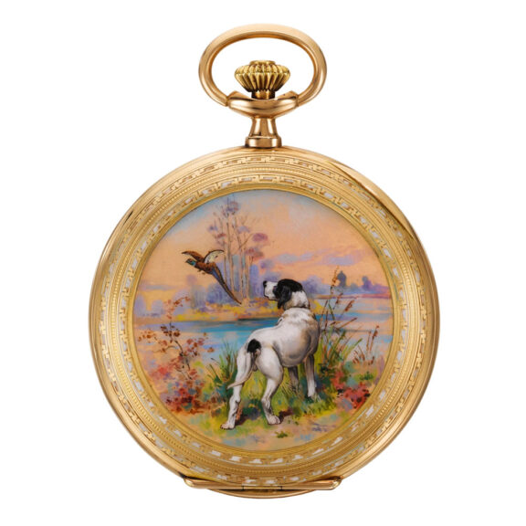 Swiss gold and enamel hunting cased lever watch Circa 1910