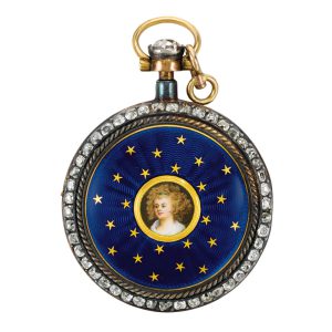 French gold, enamel and diamond-set repeating à toc cylinder Circa 1810