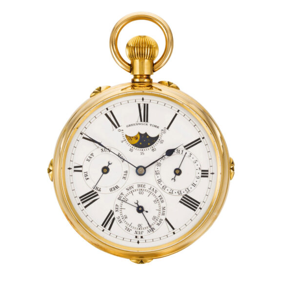Swiss gold complicated double dialled World Time watch Circa 1890