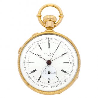 Swiss gold split center seconds lever with diablotine Circa 1875