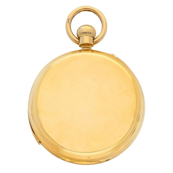 English 18K gold keyless lever complicated pocket watch Circa 1890 English 18K gold keyless lever complicated pocket watch Circa 1890