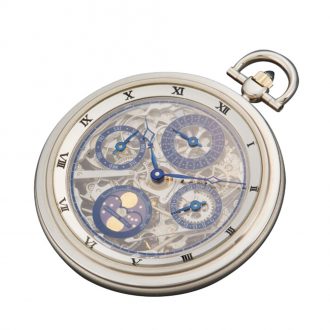 Elegant Swiss 18K white gold complicated watch Circa 1990 Elegant Swiss 18K white gold complicated watch Circa 1990