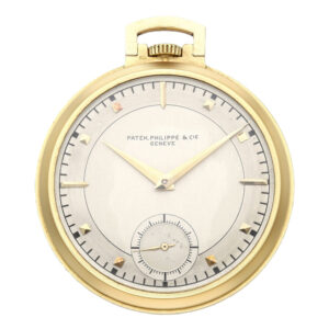 Swiss gold lever watch with two tone sector dial Circa 1930
