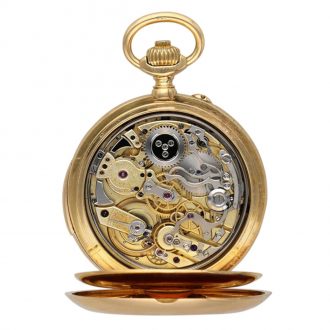 Swiss 18K gold repeating lever chronograph watch Circa 1890 Swiss 18K gold repeating lever chronograph watch Circa 1890