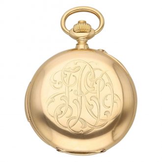 Swiss 18K gold repeating lever chronograph watch Circa 1890 Swiss 18K gold repeating lever chronograph watch Circa 1890