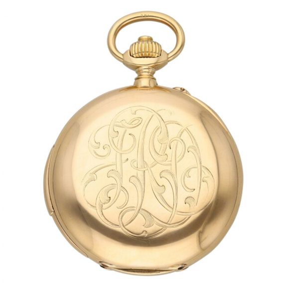 Swiss 18K gold repeating lever chronograph watch Circa 1890 Swiss 18K gold repeating lever chronograph watch Circa 1890